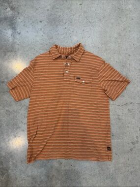 Howler Brothers Ranchero Polo – Size M – Rust/Tan Aztec Stripe